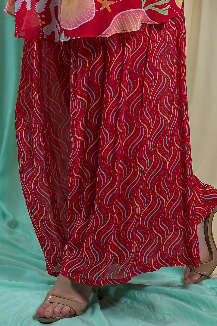 Viva Magenta Georgette Hand Embroidered & Printed Tunic Set by Seams Pret & Couture at Pernia's Pop Up Shop
