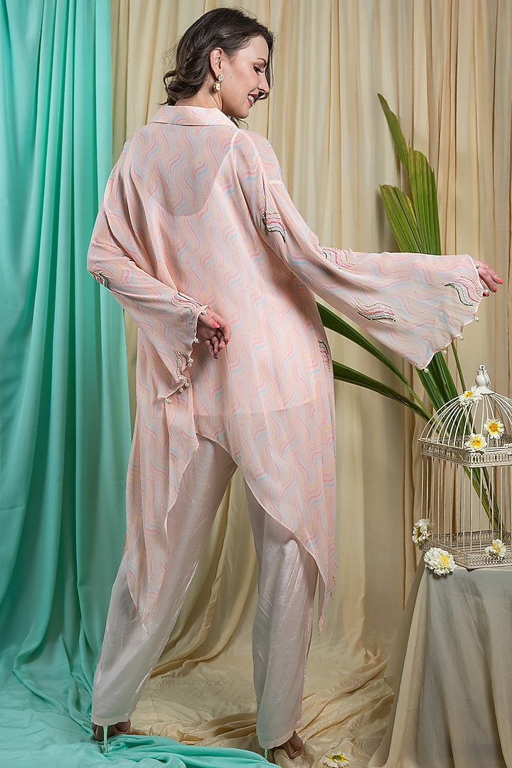 Rose Georgette & Shantoon Hand Embroidered Co-Ord Set by Seams Pret & Couture at Pernia's Pop Up Shop