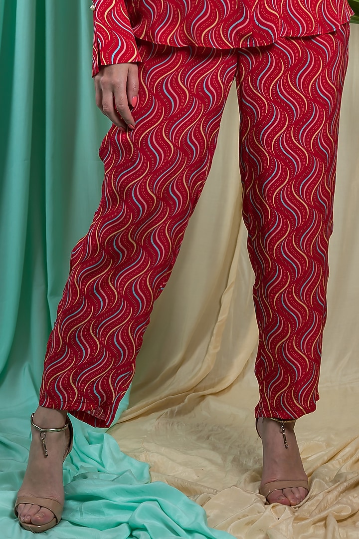 Viva Magenta Crepe Hand Embroidered & Printed Co-Ord Set by Seams Pret & Couture at Pernia's Pop Up Shop