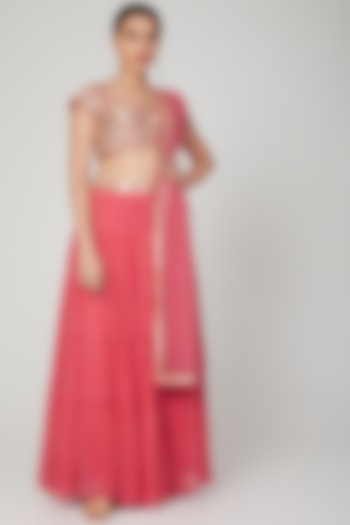 Pink Embroidered Lehenga Set by Seams Pret & Couture