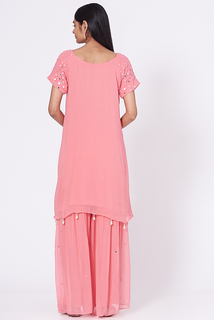 Blush Pink Satin Party Wear Sharara Set by Seams Pret & Couture at Pernia's Pop Up Shop