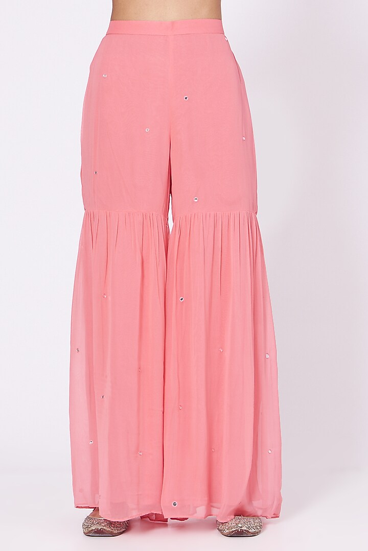 Blush Pink Satin Party Wear Sharara Set by Seams Pret & Couture at Pernia's Pop Up Shop