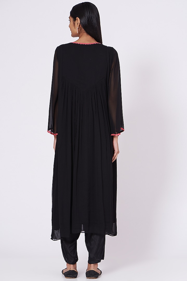 Black Party Wear Anarkali Set With Beads by Seams Pret & Couture at Pernia's Pop Up Shop