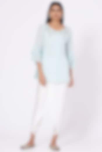 Sky Blue Embroidered Tunic by Seams Pret & Couture at Pernia's Pop Up Shop