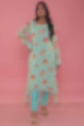 Light Turquoise Georgette Tunic Set by Seams Pret & Couture at Pernia's Pop Up Shop