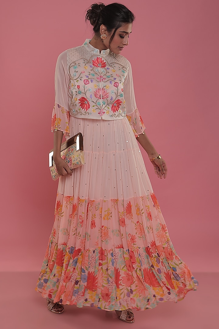 Rose Embroidered Anarkali Set by Seams Pret & Couture