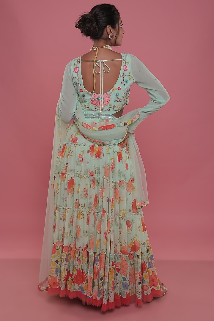 Mint Aari Embroidered Wedding Anarkali Set by Seams Pret & Couture at Pernia's Pop Up Shop
