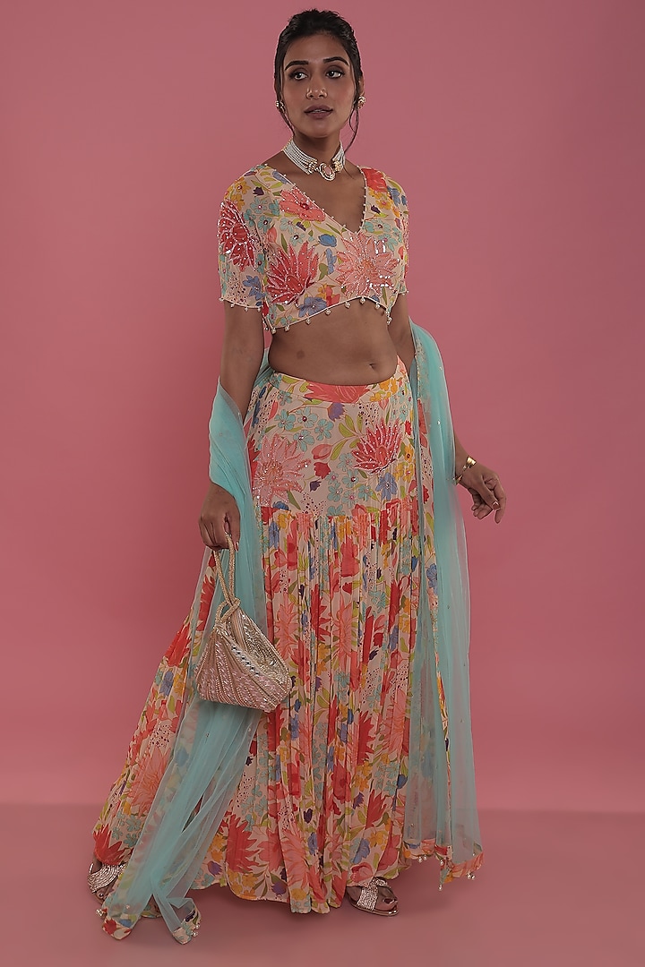Pearl Embellished Lehenga Set by Seams Pret & Couture