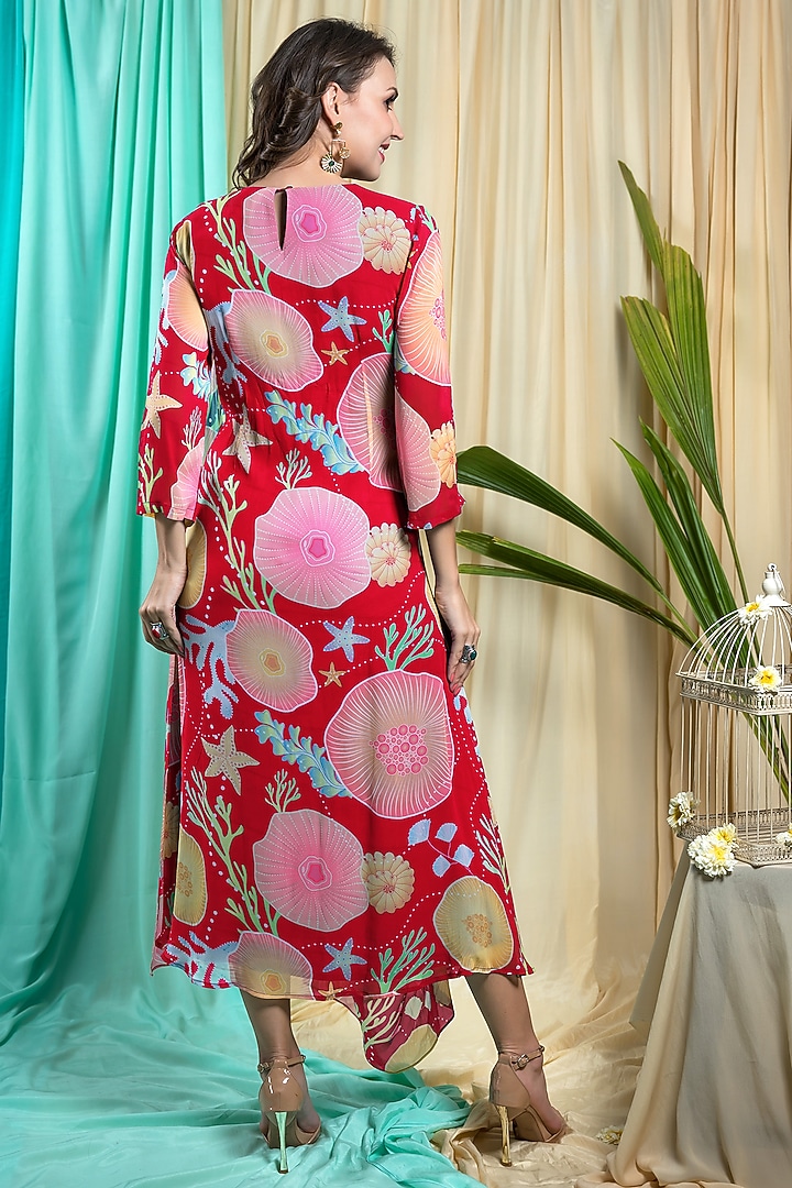 Viva Magenta Crepe Printed Party Wear Gown by Seams Pret & Couture at Pernia's Pop Up Shop