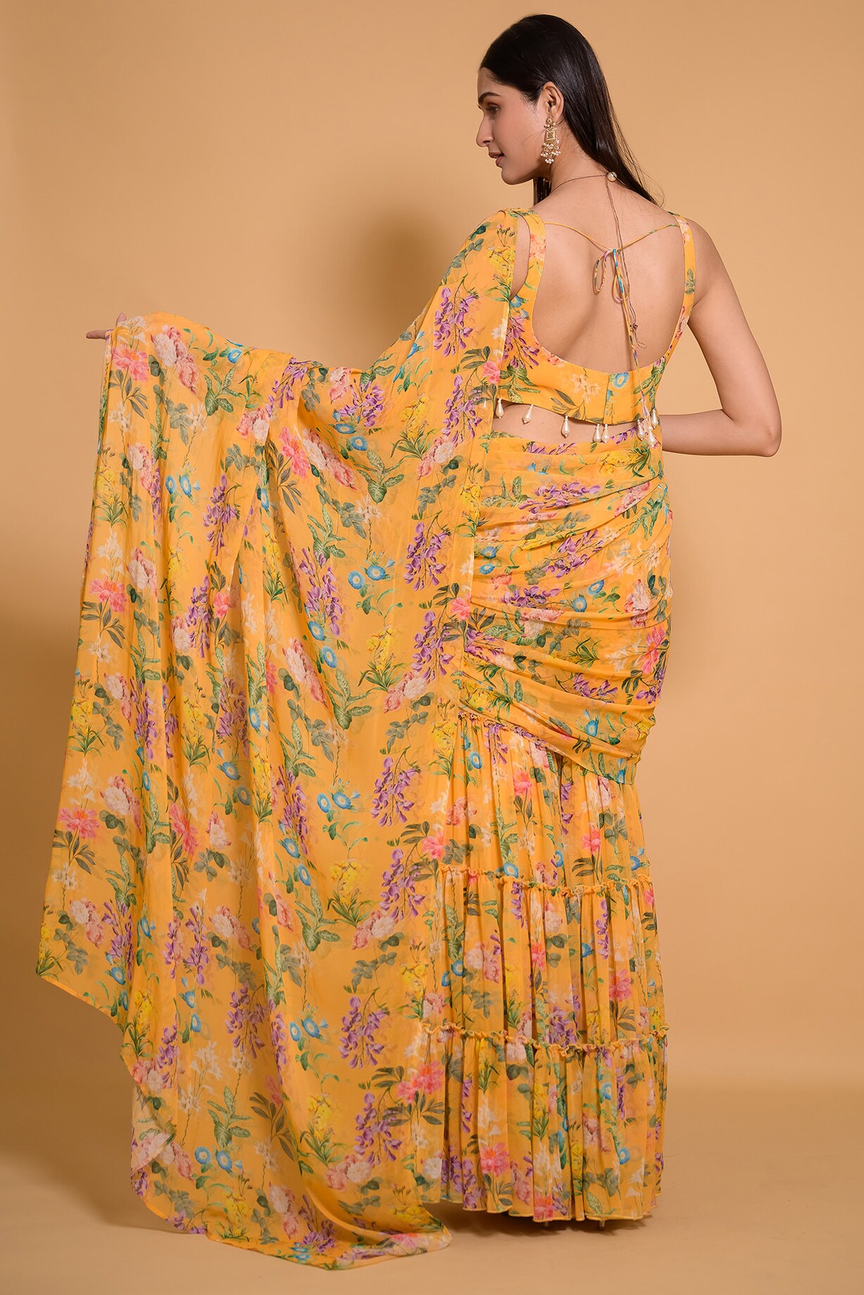 Buy Sugathari Flared Saree Shapewear - Yellow at Rs.1799 online