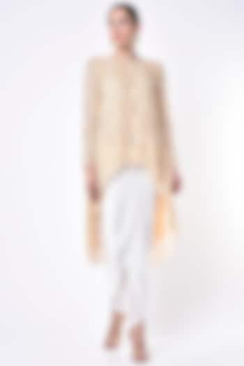 Beige Hand Embroidered Tunic Set by Seams Pret & Couture at Pernia's Pop Up Shop