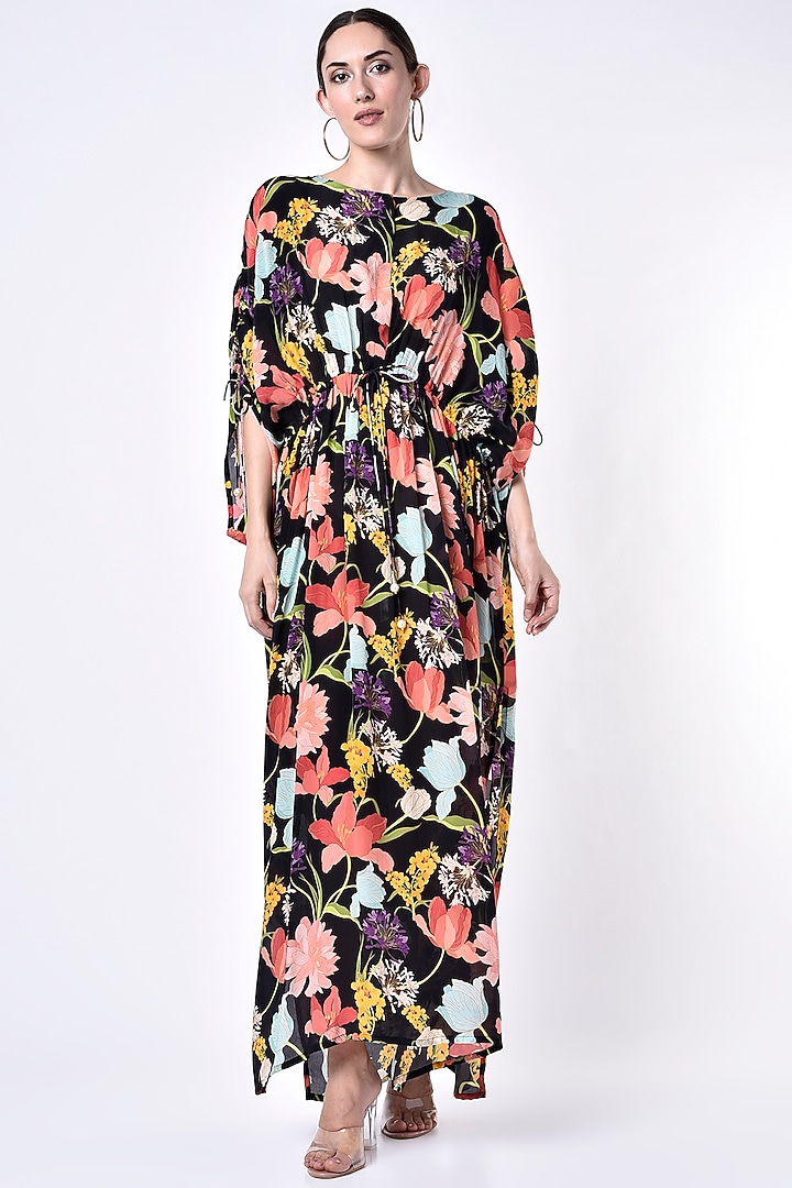 Black Floral Printed Summer Dress by Seams Pret & Couture at Pernia's Pop Up Shop