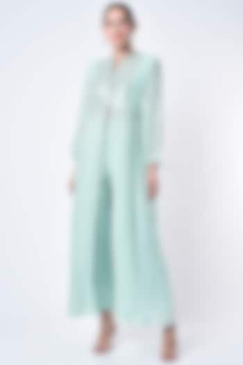 Powder Blue Hand Embroidered Kurta Set by Seams Pret & Couture at Pernia's Pop Up Shop