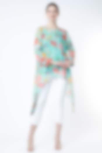 Powder Blue Floral Printed Top by Seams Pret & Couture at Pernia's Pop Up Shop