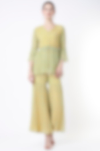 Leaf Green Printed Party Wear Sharara Set by Seams Pret & Couture at Pernia's Pop Up Shop