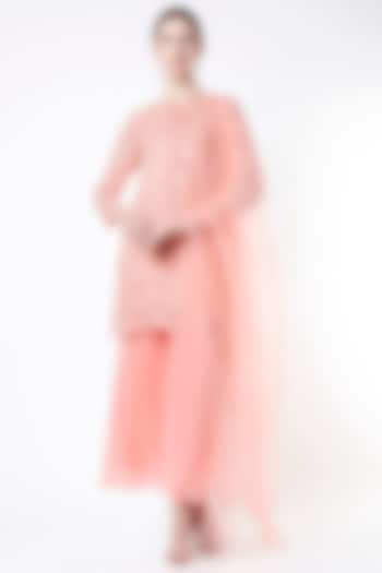 Blush Pink Georgette Party Wear Sharara Set by Seams Pret & Couture at Pernia's Pop Up Shop