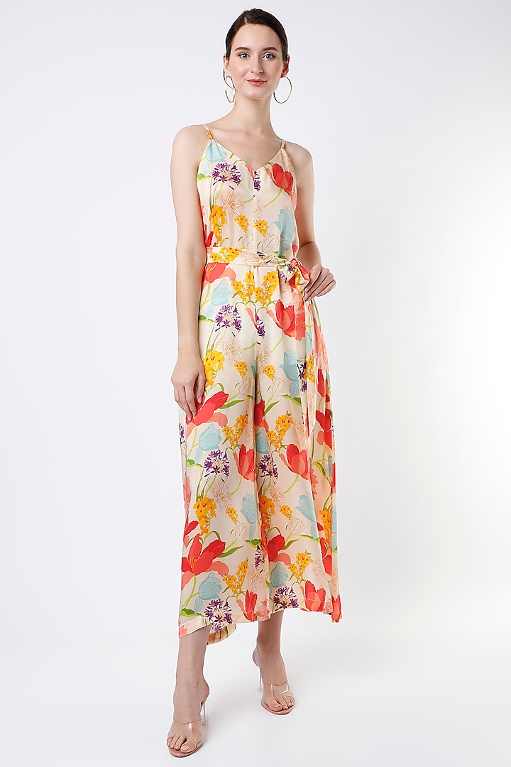 Light Yellow Printed Jumpsuit by Seams Pret & Couture
