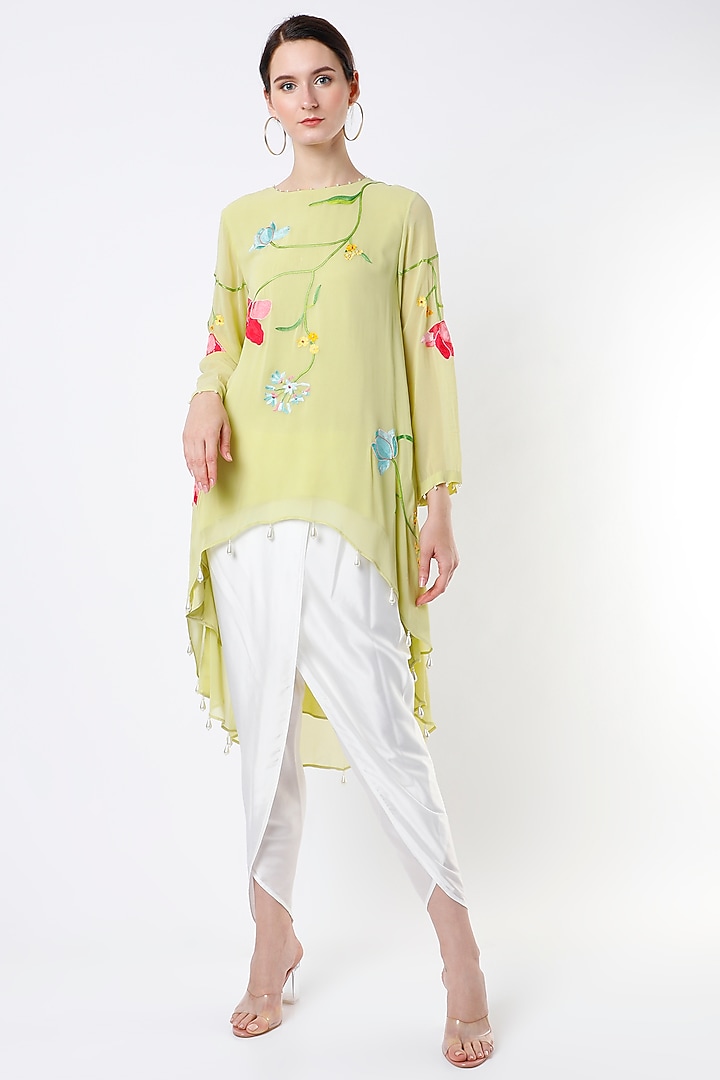 Lime Hand Embroidered Tunic Set by Seams Pret & Couture at Pernia's Pop Up Shop