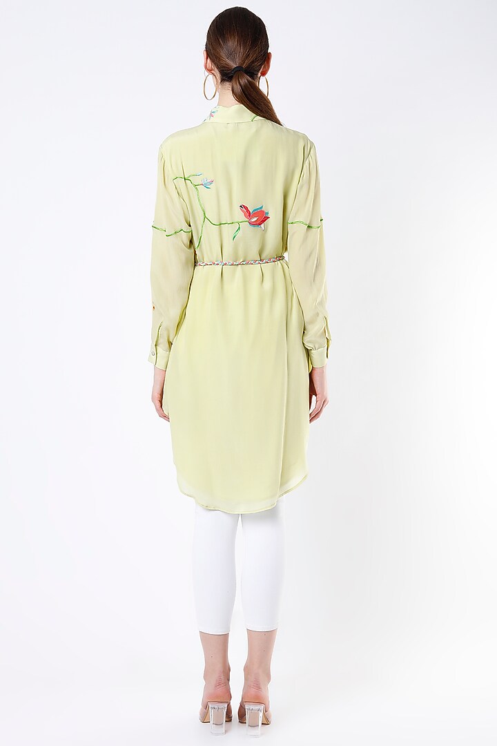 Mint Green Crepe Shirt Tunic by Seams Pret & Couture at Pernia's Pop Up Shop