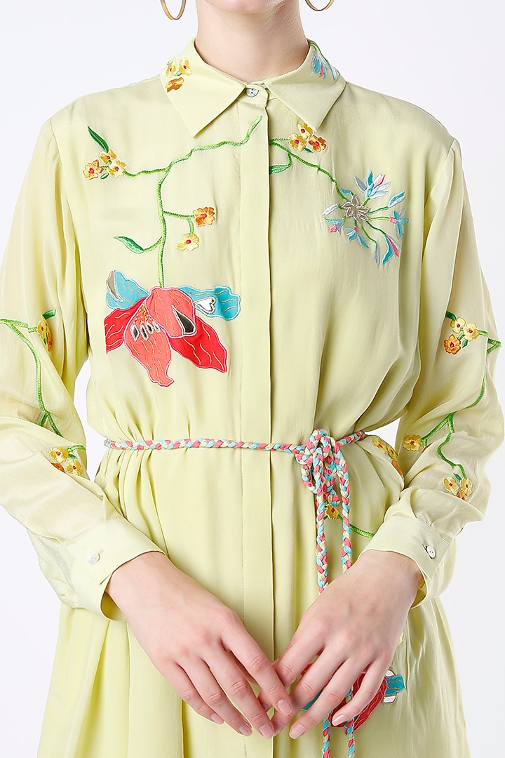 Mint Green Crepe Shirt Tunic by Seams Pret & Couture at Pernia's Pop Up Shop