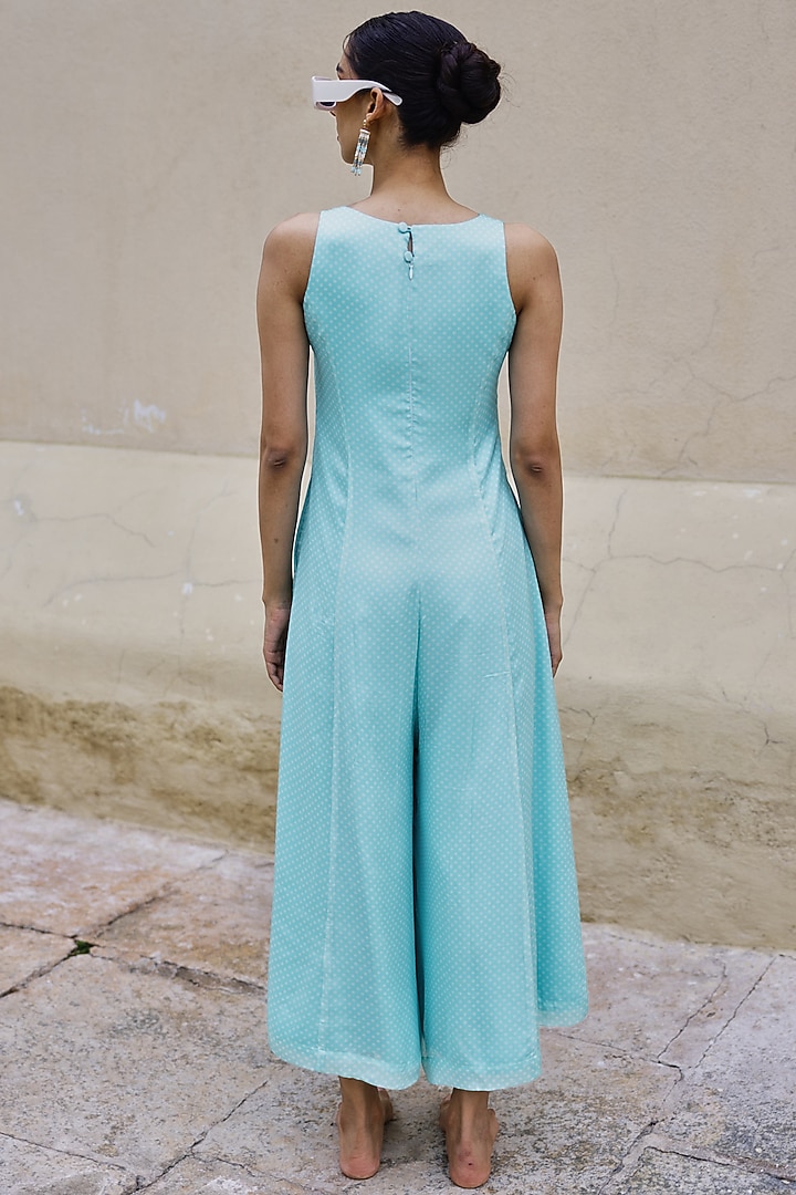 Sky Blue Chinon Printed Jumpsuit by Spring Diaries at Pernia's Pop Up Shop