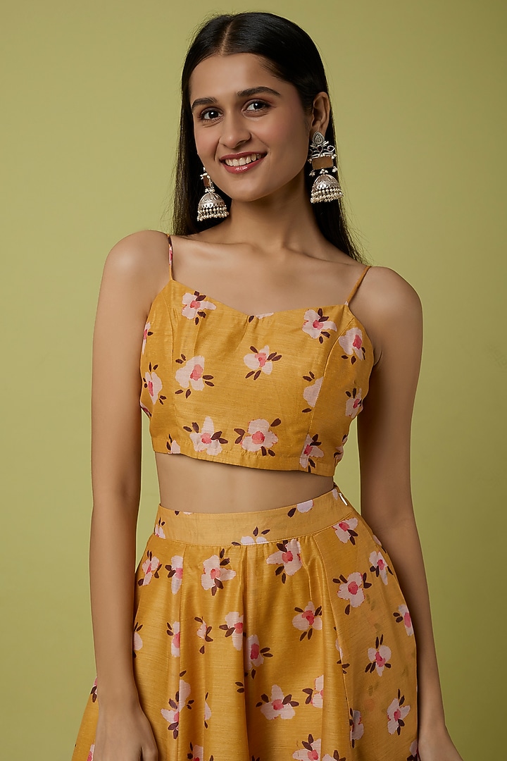 Bright Yellow Silk Skirt Set by Spring Diaries at Pernia's Pop Up Shop
