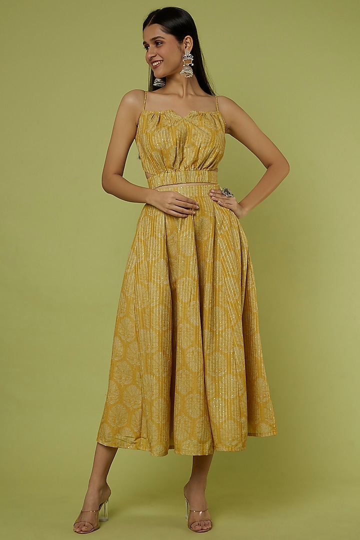 Mustard Yellow Muslin Skirt Set by Spring Diaries