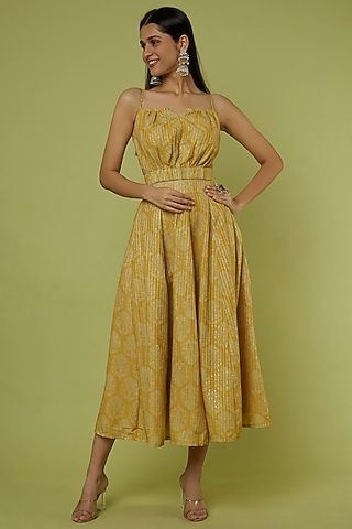 Mustard Yellow Muslin Skirt Set by Spring Diaries