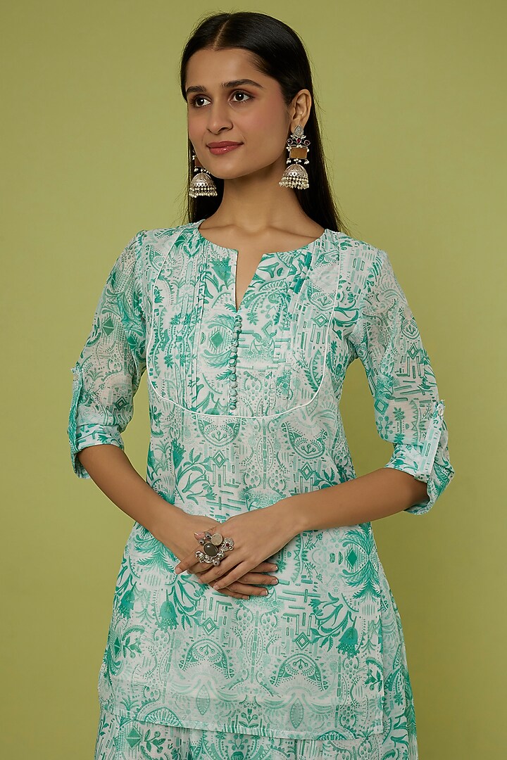 White Printed Skirt Set by Spring Diaries at Pernia's Pop Up Shop