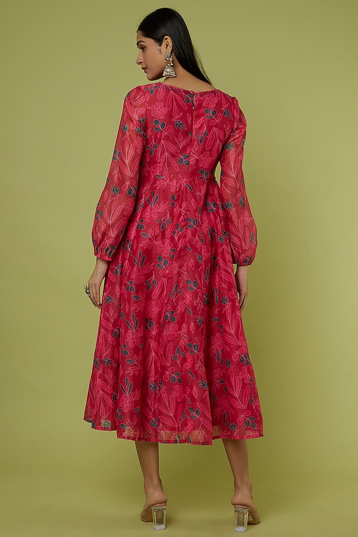 Dark Pink Chanderi Summer Dress by Spring Diaries at Pernia's Pop Up Shop