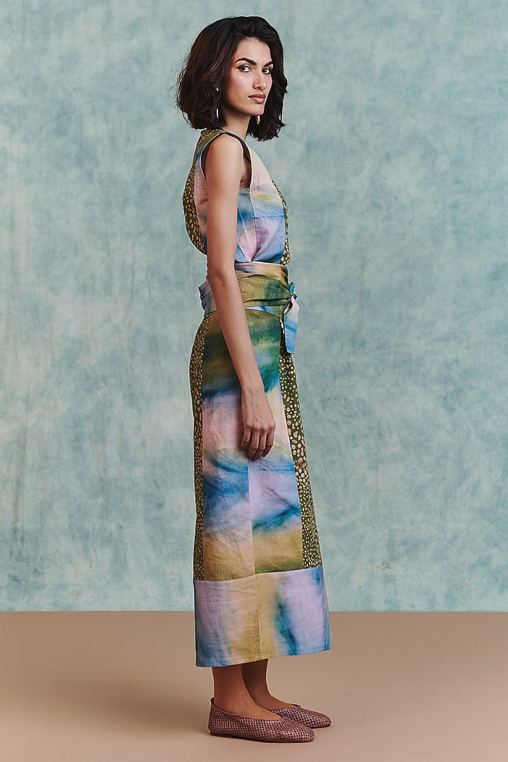 Multi-Colored Ombre Cotton Linen Summer Dress by Saphed at Pernia's Pop Up Shop