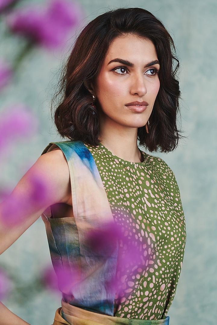 Multi-Colored Ombre Cotton Linen Summer Dress by Saphed at Pernia's Pop Up Shop