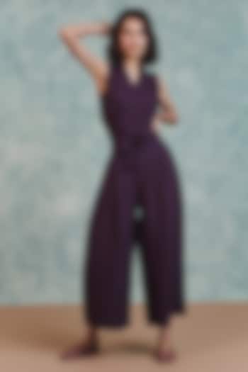 Plum Pure Line Jumpsuit by Saphed at Pernia's Pop Up Shop