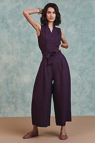 Plum Pure Line Jumpsuit by Saphed