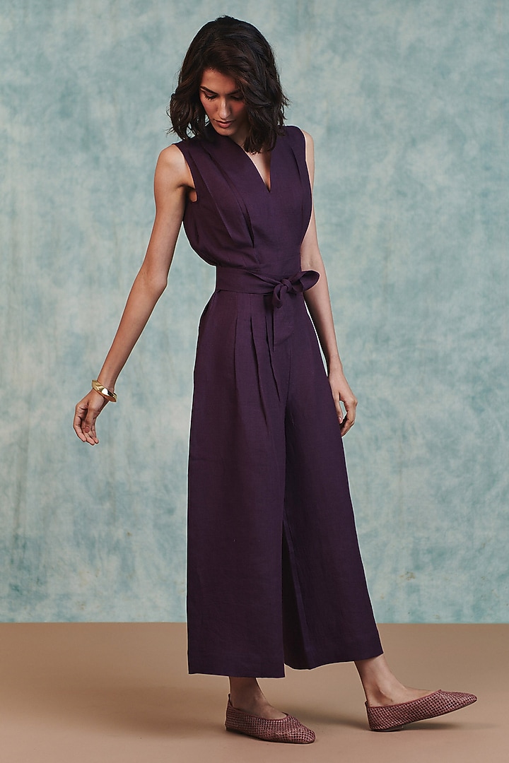 Plum Pure Line Jumpsuit by Saphed at Pernia's Pop Up Shop