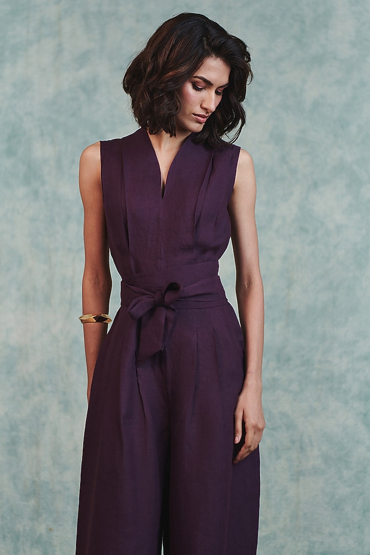 Plum Pure Line Jumpsuit by Saphed at Pernia's Pop Up Shop