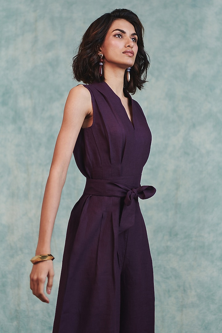 Plum Pure Line Jumpsuit by Saphed at Pernia's Pop Up Shop