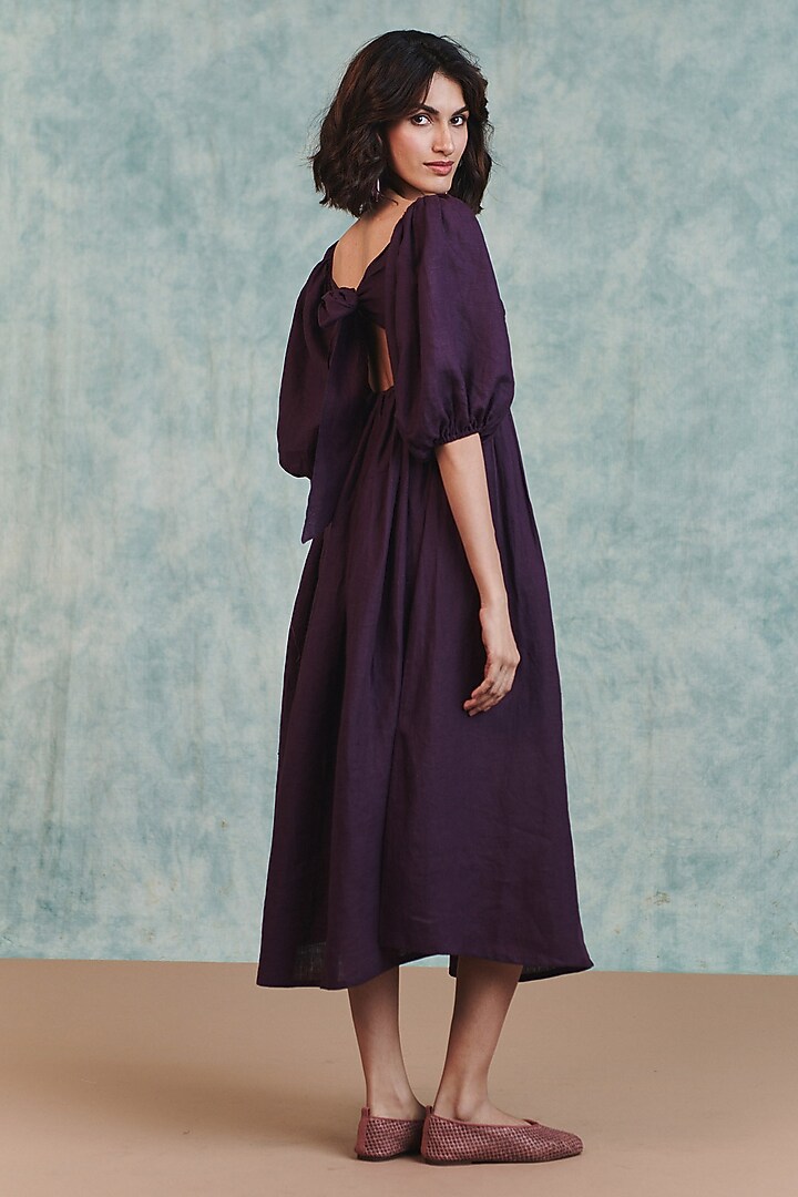Plum Pure Line Twisted Midi Summer Dress by Saphed at Pernia's Pop Up Shop