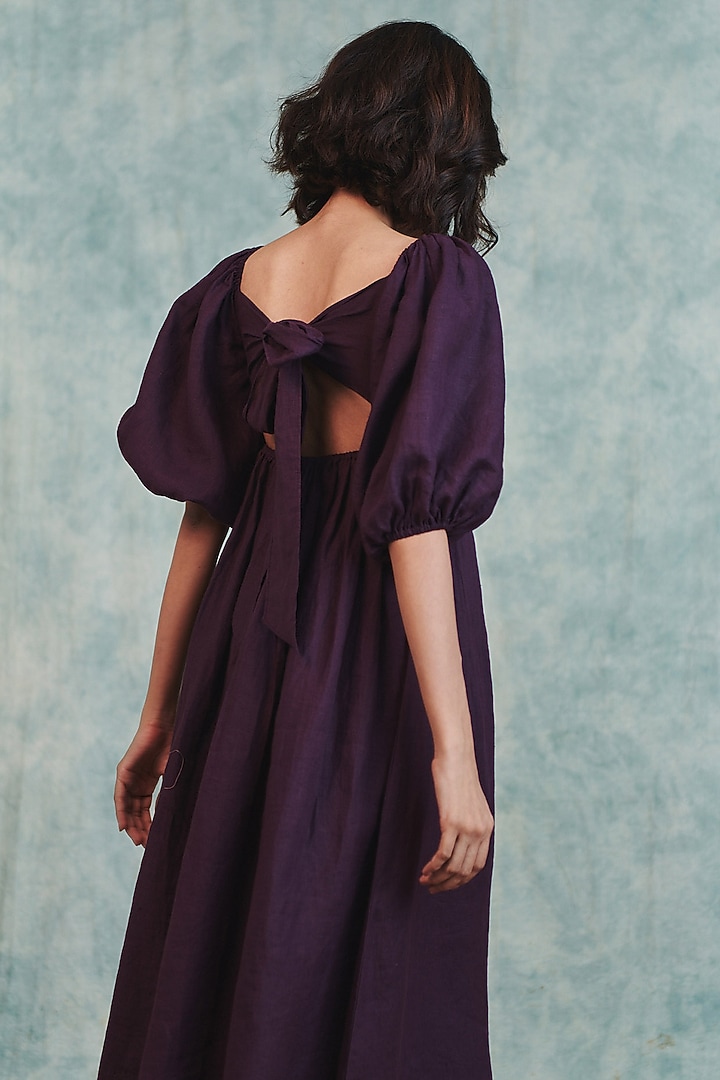 Plum Pure Line Twisted Midi Summer Dress by Saphed at Pernia's Pop Up Shop