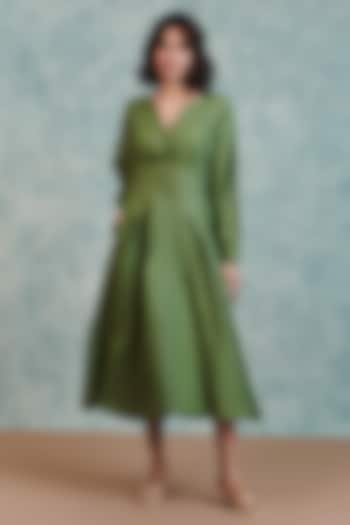 Moss Green Pure Line Maxi Summer Dress by Saphed at Pernia's Pop Up Shop