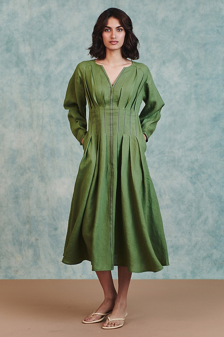 Moss Green Pure Line Maxi Summer Dress by Saphed at Pernia's Pop Up Shop