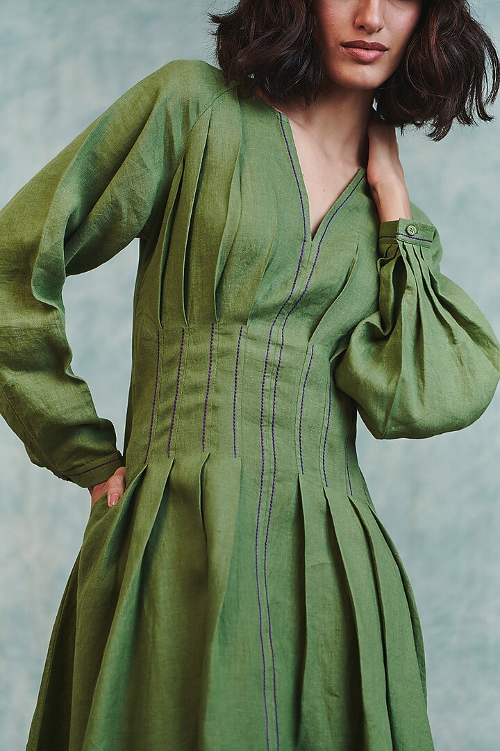 Moss Green Pure Line Maxi Summer Dress by Saphed at Pernia's Pop Up Shop