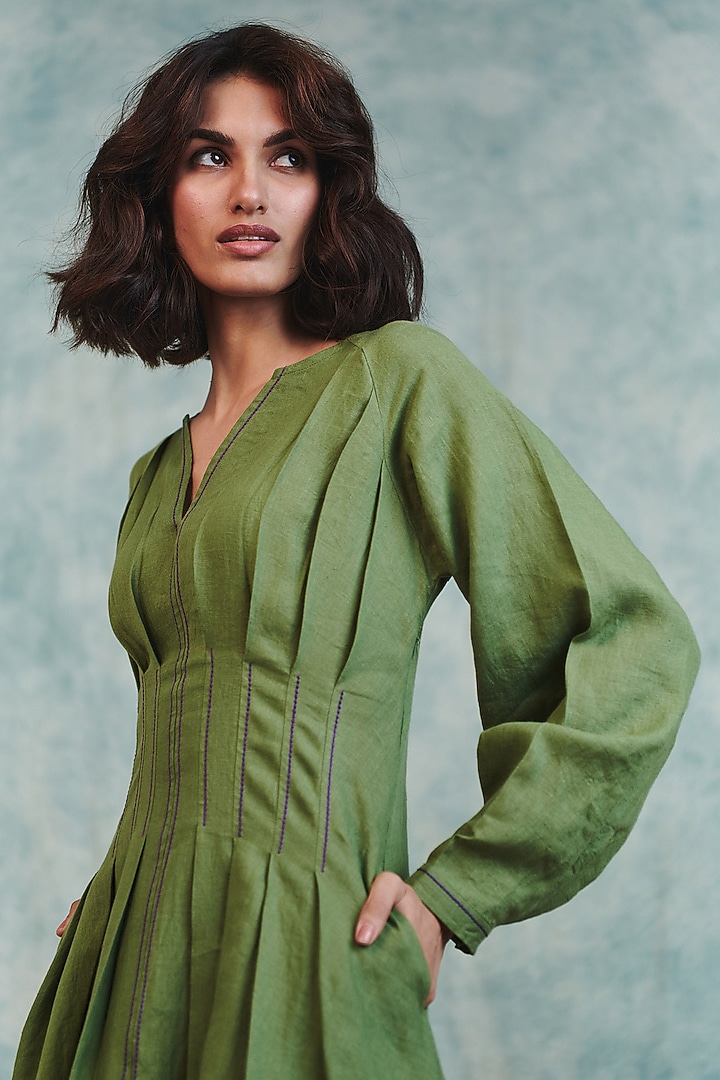 Moss Green Pure Line Maxi Summer Dress by Saphed at Pernia's Pop Up Shop