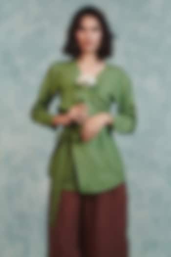 Moss Green Pure Line Wrap Top by Saphed at Pernia's Pop Up Shop