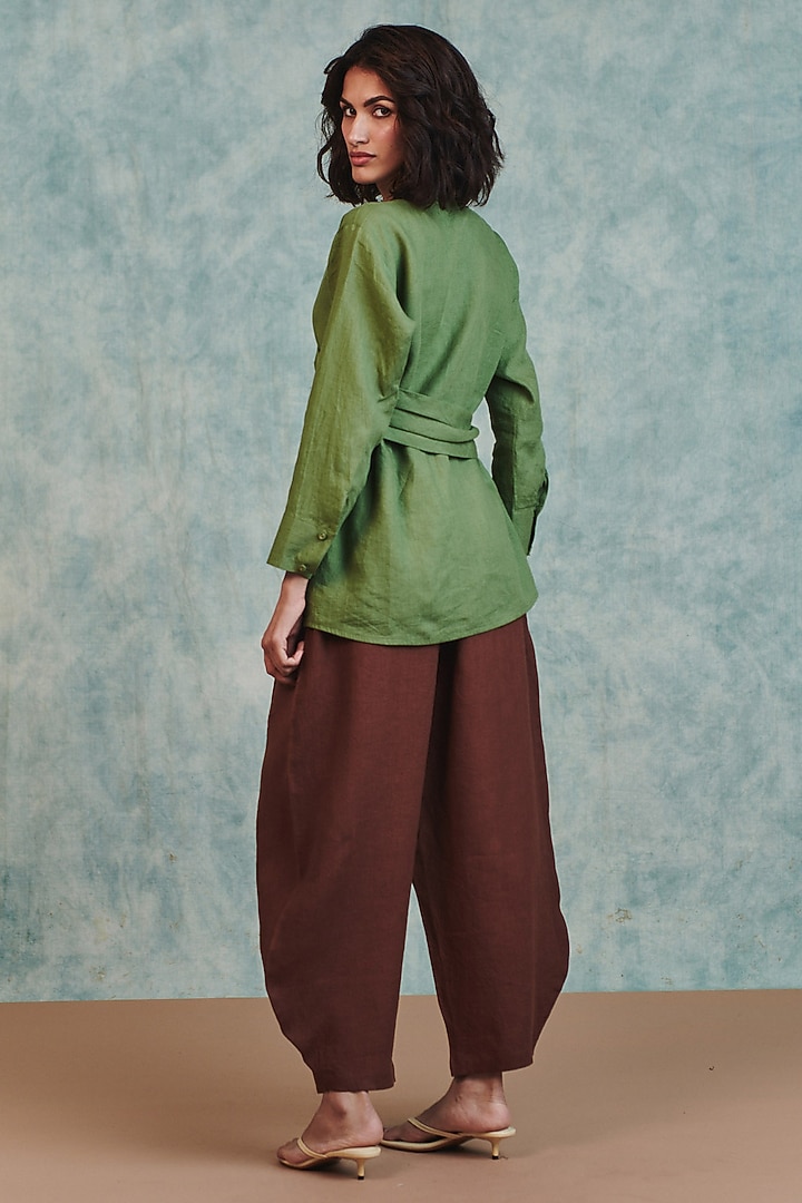 Moss Green Pure Line Wrap Top by Saphed at Pernia's Pop Up Shop