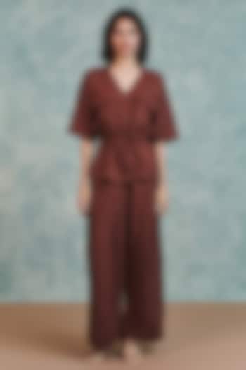 Brown Pure Line Co-Ord Set by Saphed at Pernia's Pop Up Shop