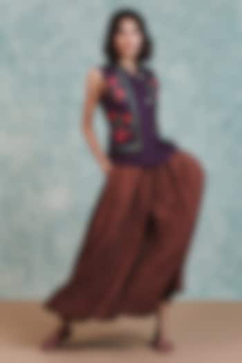 Brown Pure Line High-Waist Pleated Pants by Saphed at Pernia's Pop Up Shop