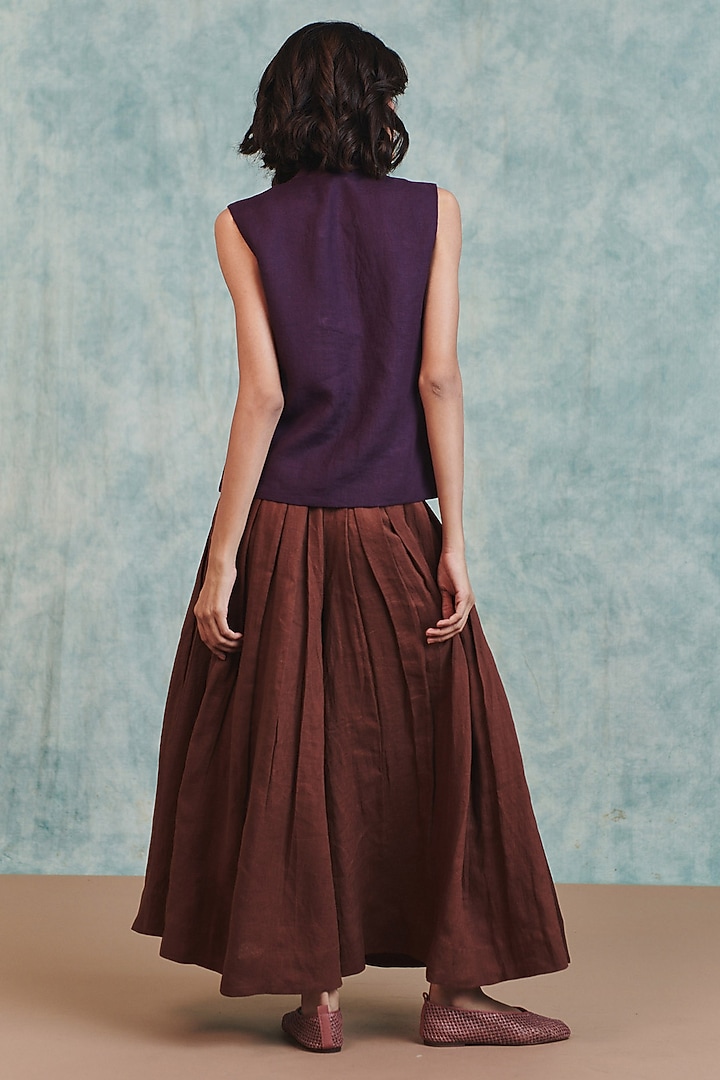 Brown Pure Line High-Waist Pleated Pants by Saphed at Pernia's Pop Up Shop