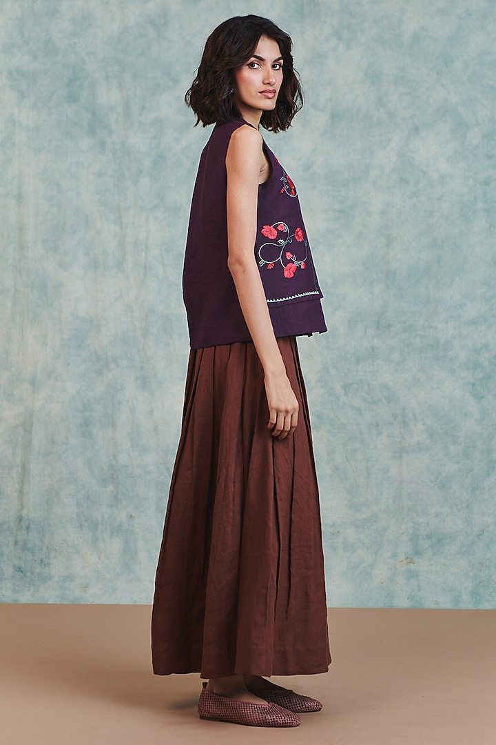 Brown Pure Line High-Waist Pleated Pants by Saphed at Pernia's Pop Up Shop