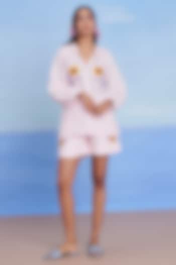 Fleur Linen Machine Embroidered Co-Ord Set by Saphed at Pernia's Pop Up Shop